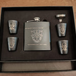 Mediocre StudiosCustom Black Flask Set with 4 Shot GlassesLaser Engraved