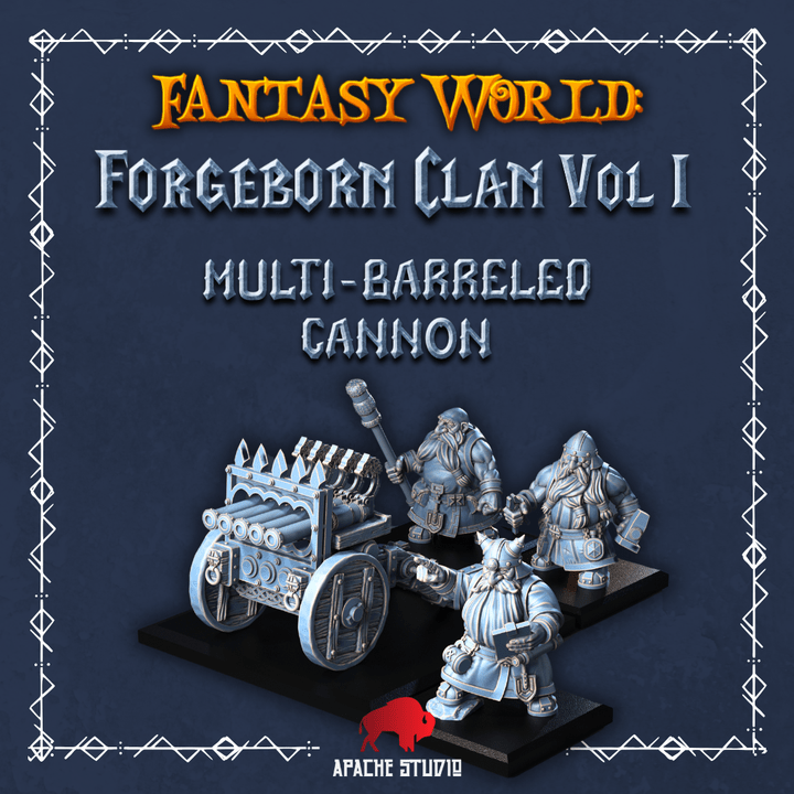 Mediocre StudiosForgeborn Clan: Multi - Barreled Cannon (dwarf unit)Tabletop Gaming Miniature