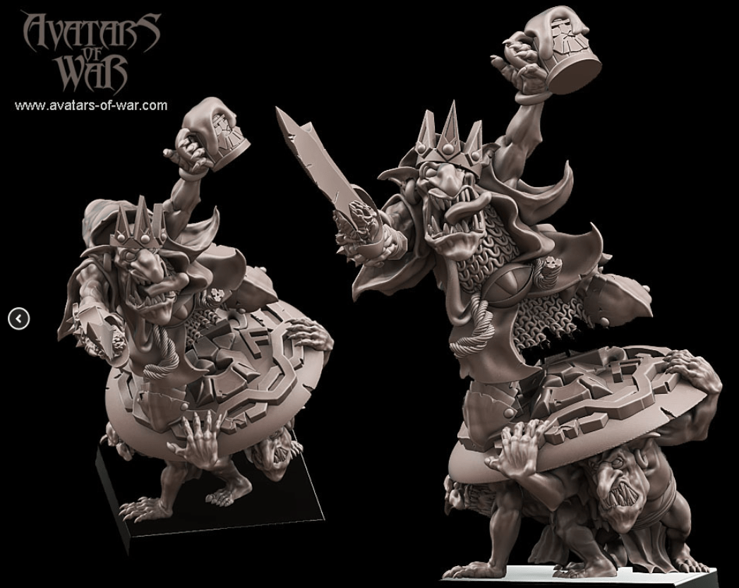 Mediocre StudiosGoblin King Dwarfmocker & Shield bearersTabletop Gaming Miniature