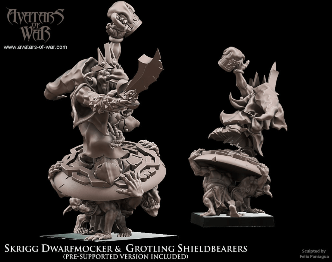 Mediocre StudiosGoblin King Dwarfmocker & Shield bearersTabletop Gaming Miniature