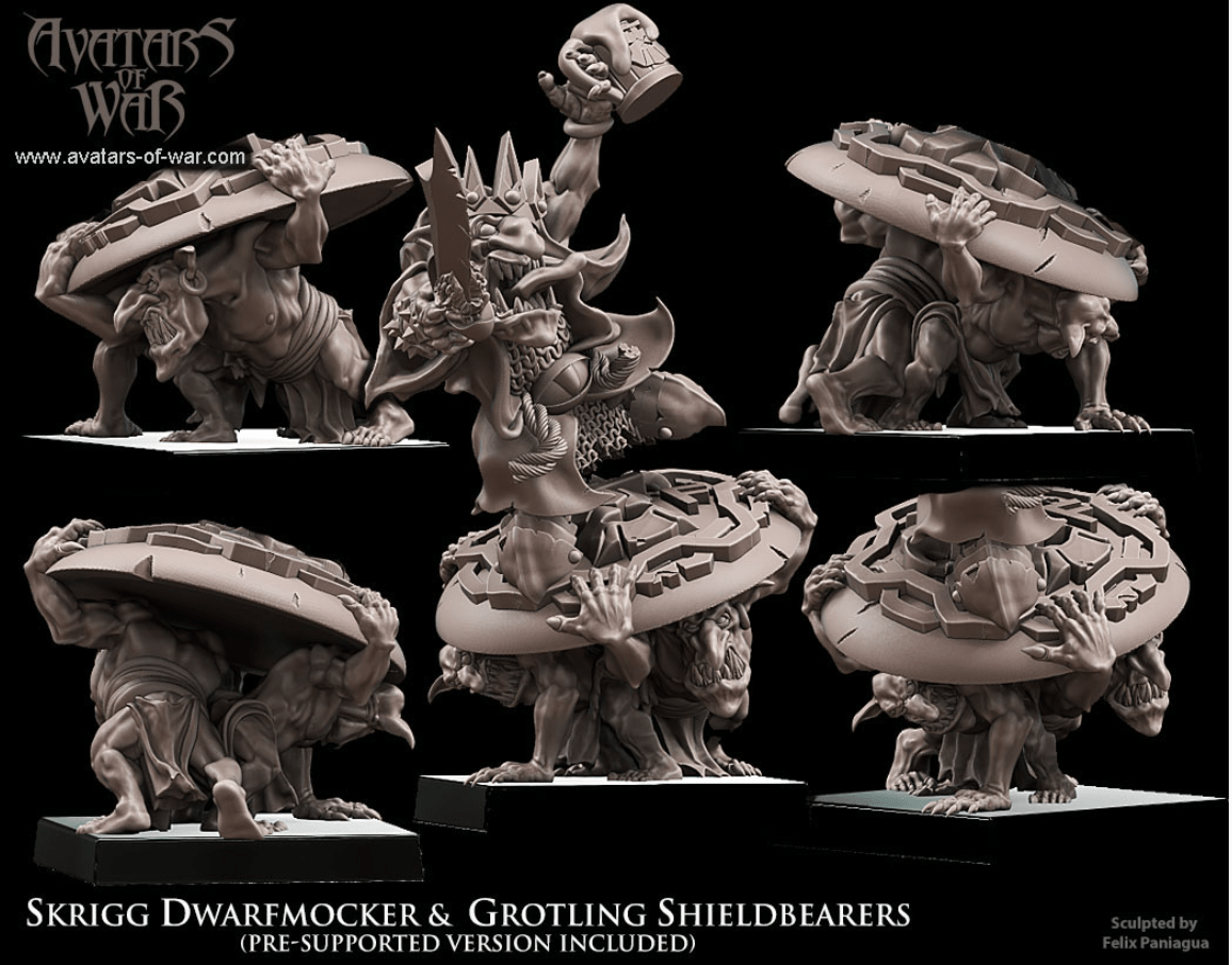 Mediocre StudiosGoblin King Dwarfmocker & Shield bearersTabletop Gaming Miniature