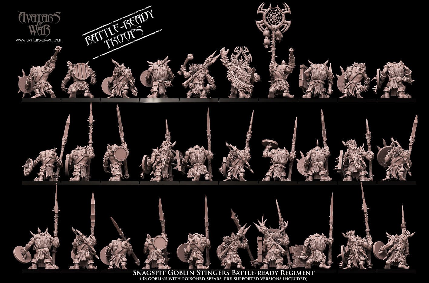 Mediocre StudiosSnagspit Goblin Stingers Battle - Ready regimentTabletop Gaming Miniature