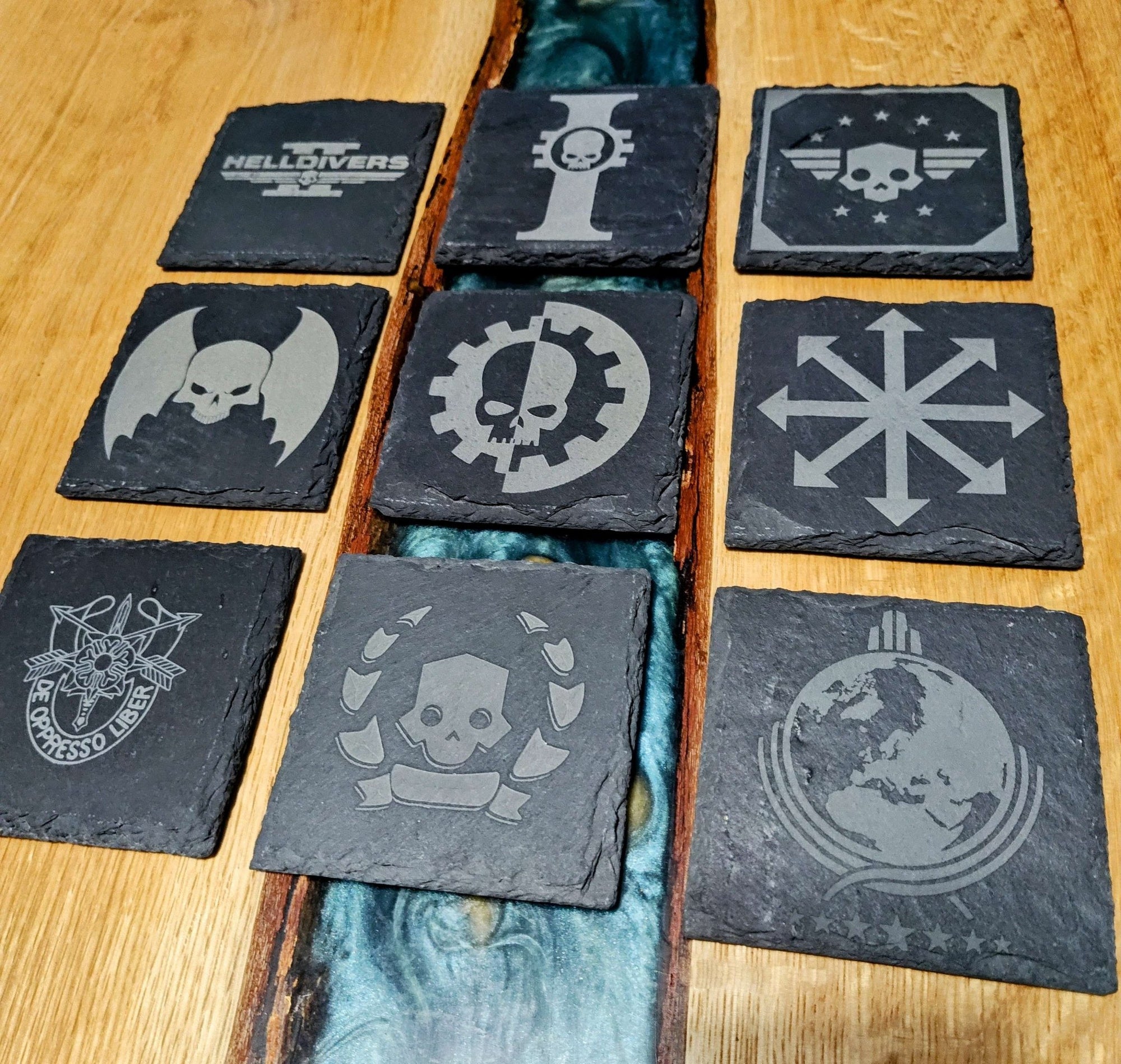 Mediocre StudiosWarhammer Chapter Themed CoastersLaser Engraved